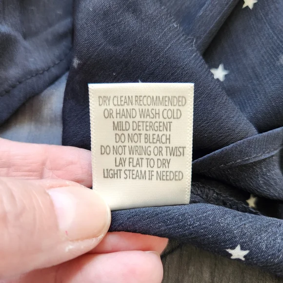 Lovestitch Star Print Black White Long Sleeve Sheer Blouse Top Button Medium - Picture 12 of 15